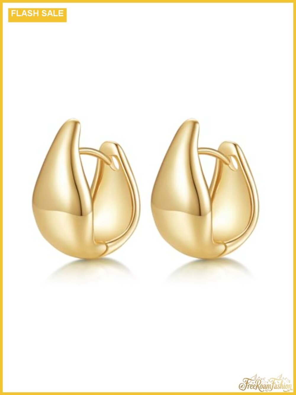 14K Gold/White Gold Plated Teardrop Huggie Hoop Earrings for Women | 925